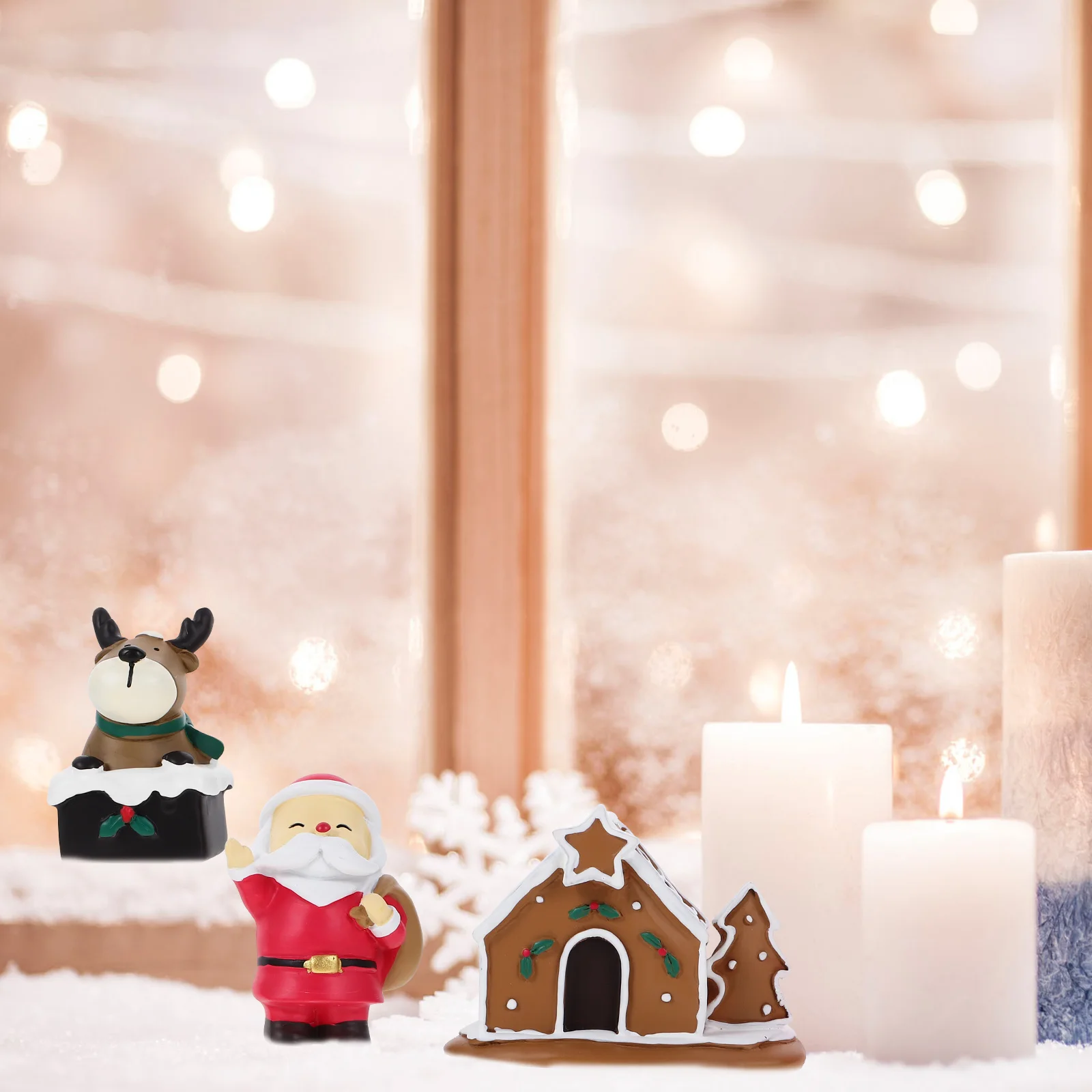 

3pcs Christmas Miniature Figurines Resin Santa Statues Desktop Home Decor Bookshelf Xmas Ornaments Indoor Craft Gifts
