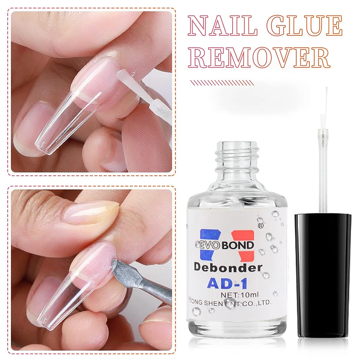 Nail Glue Remover for Press on Nails 10ML Glue Off Acrylic Fake Nail Tips Debonder Adhessive Rhinestones Nail Polish Remover