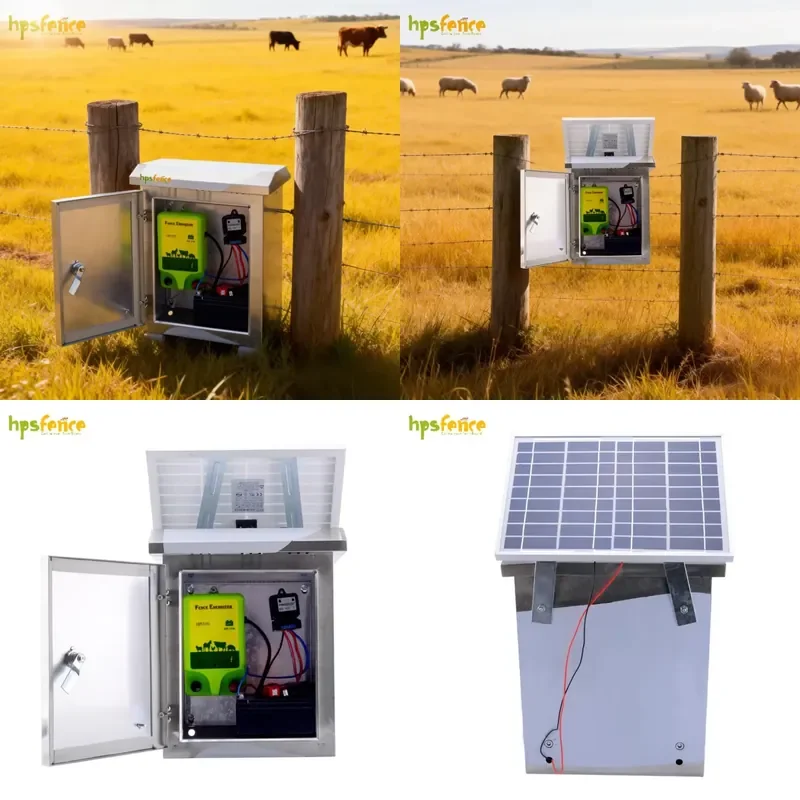 Brand For Waterproof 1J Solar Fence Energizer 10KM 9000V High Voltage with Stainless Steel Box for Livestock Animal Fencing