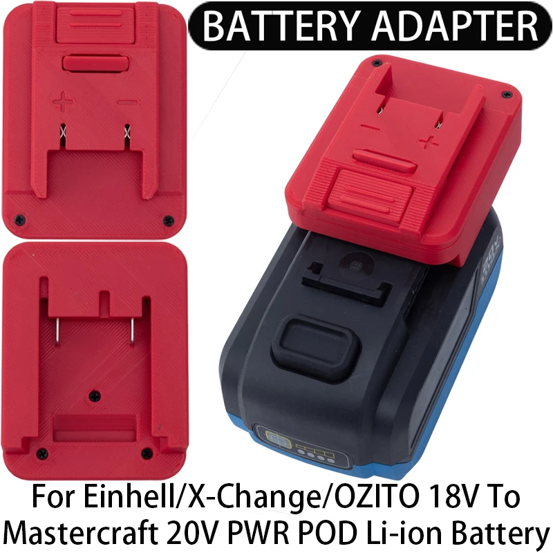 

Battery Adapter/Converter for Einhell/X-Change/OZITO 18V Li-Ion tools to Mastercraft 20V PWR POD Li-Ion Battery Adapter