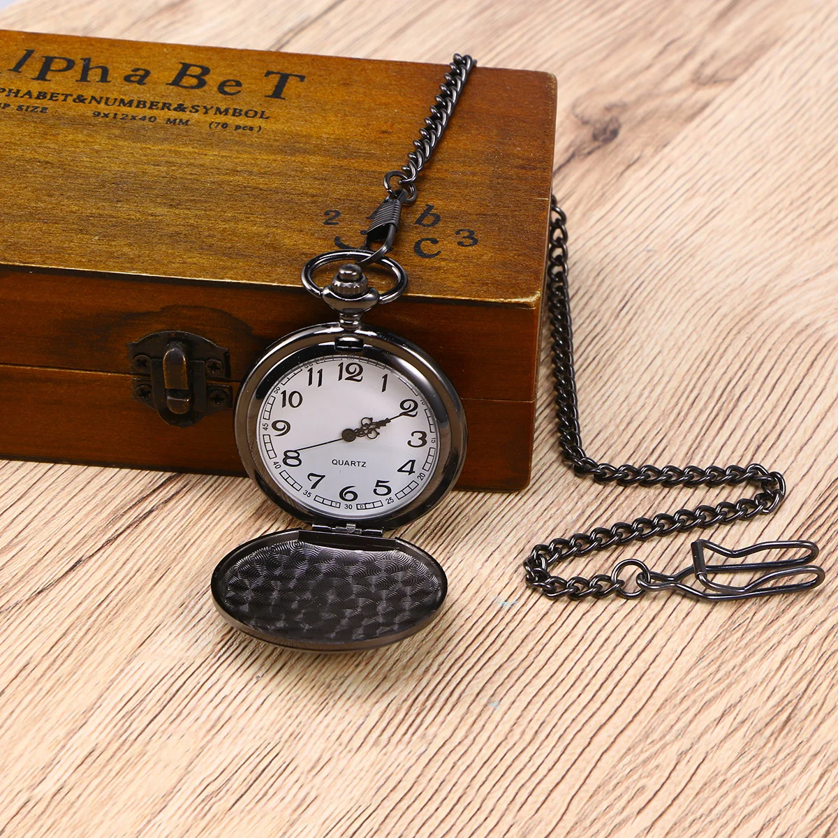 

Mens Mechanical Pocket Watch Black Vintage Acrylic Stainless Steel White Dial Round Dial Removable Chain