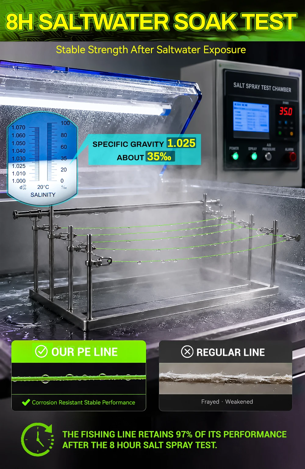 ZUKIBO OUTLANDER X8 Geflochtene Angelschnur Grün 8-fach Geflochten Multifilament PE-Schnur Verschleißfest UV-Beständig Salzwasserbeständige Beschichtung – Detail 12