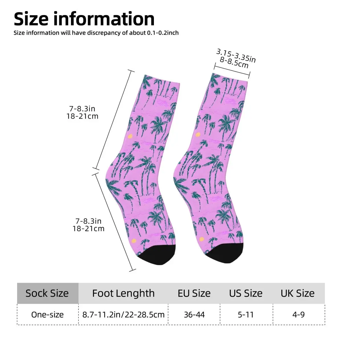 Bright Palm Tree Beach Tropical Kawaii Socks School Cartoon Pattern Socks