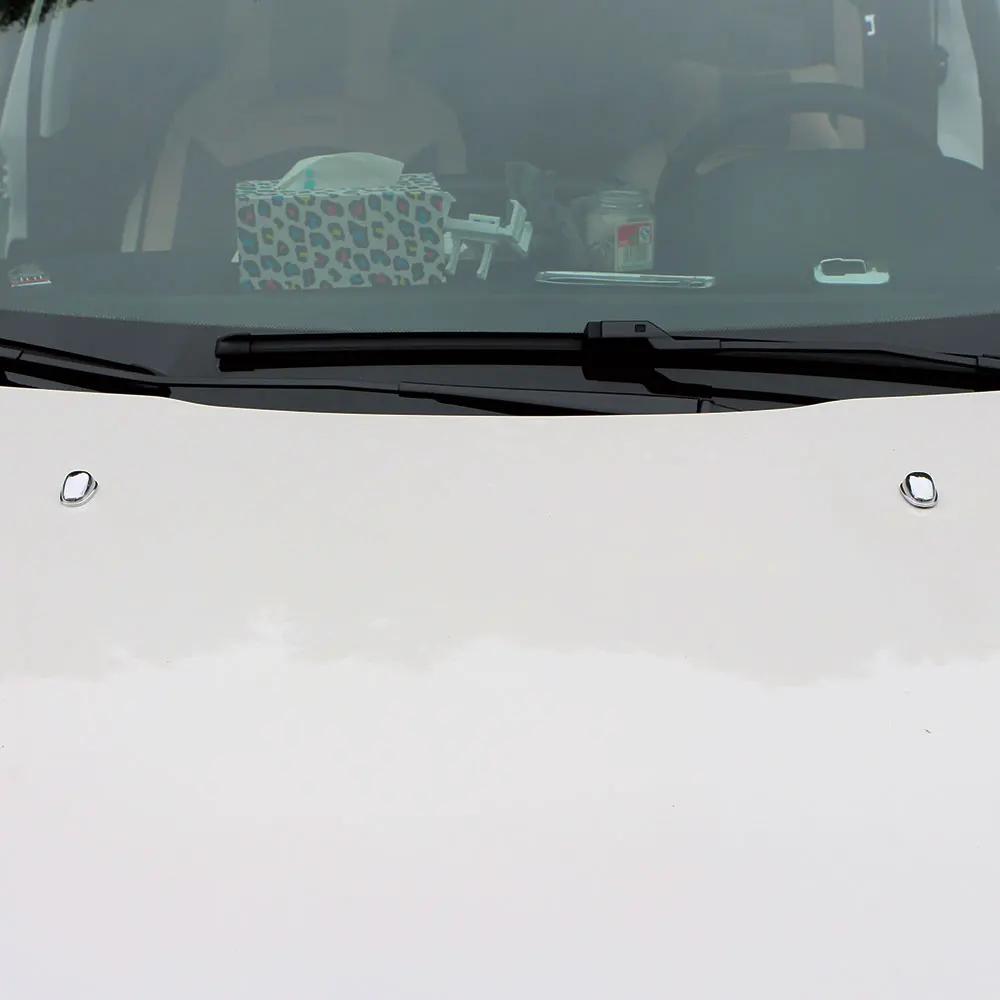 車のフロントガラスウォッシャーワイパーカバー、ウォータースプレーノズルキャップ、プジョー2008、2014-2017用ステッカー、ABSクローム、2個