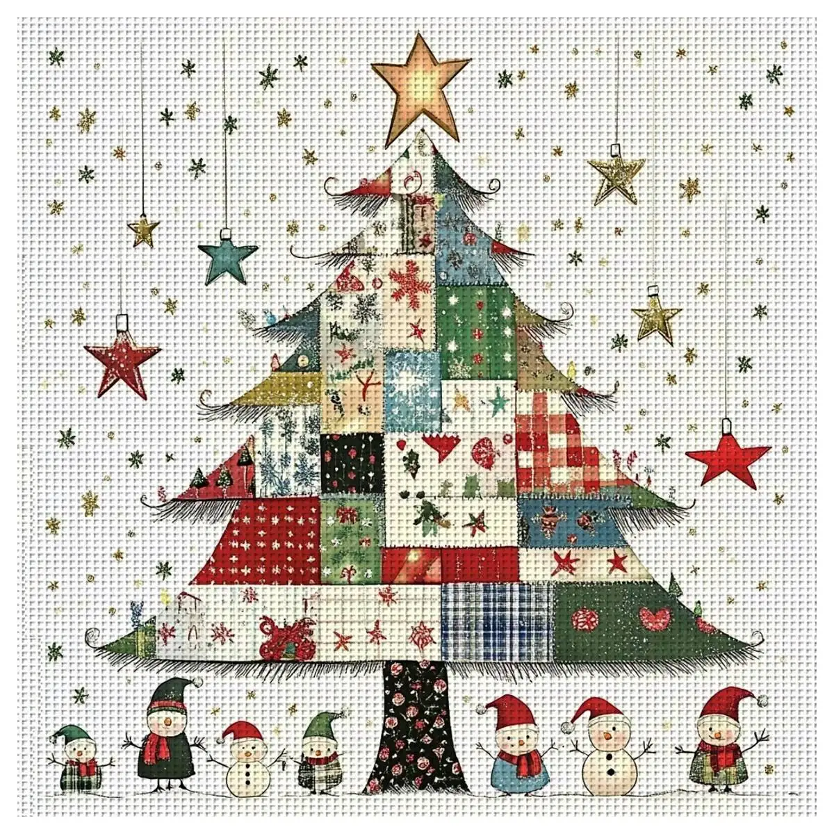 1 Stück 40X40CM/15,74 Zoll Weihnachtsbaum-Stempelkreuzstich-Set DIY-Kit 11CT/14CT DIY Stickerei-Set DIY Kreuzstich-Set