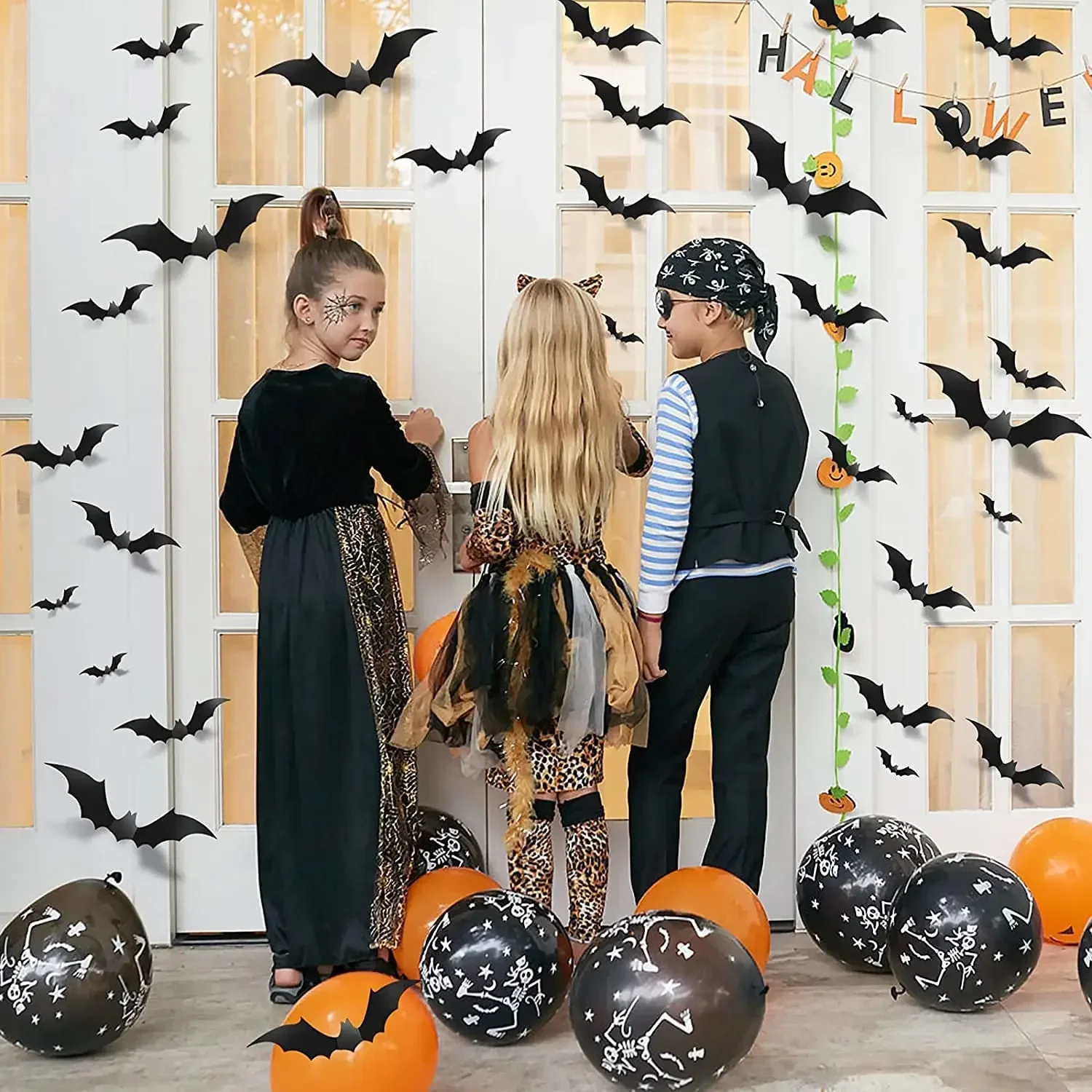 12-120pcs Halloween Decoration 3D Black PVC Bat Halloween Party DIY Decor Wall Sticker Bar Room Halloween Party Scary Decos