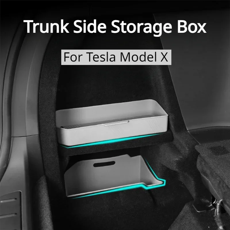 Caja de almacenamiento de maletero para Tesla Model X, Juego de 3 piezas, Partición de almacenamiento lateral de maletero de silicona, accesorios