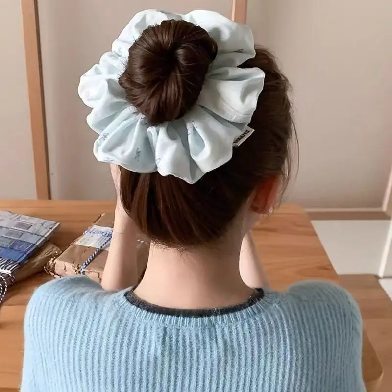 

Temperament Bow Printed Large Intestine Hair Circle Women Simple And Versatile Bun Hair Rope Female Hair Accessories