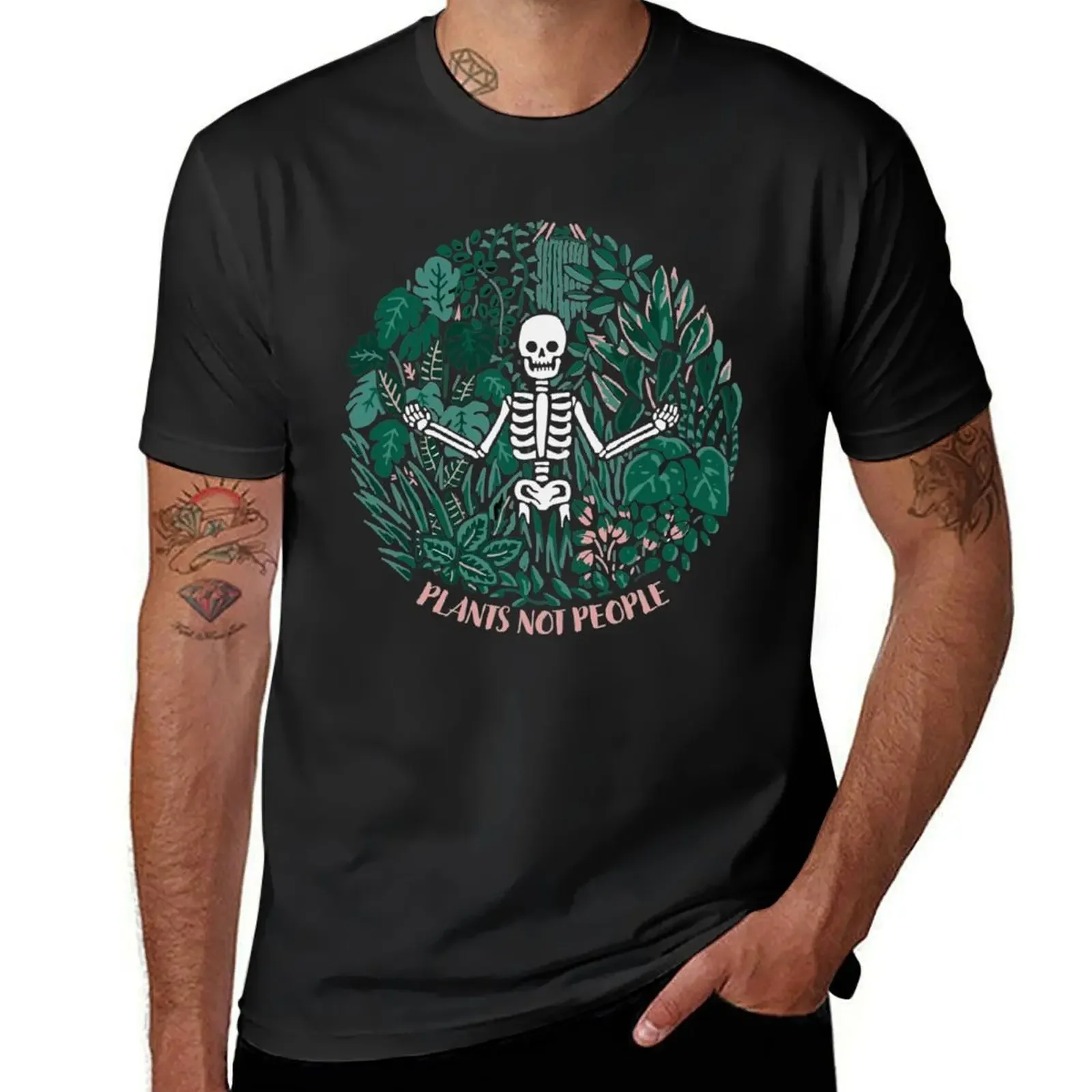 un Hallo Gardener Plants not people Skeleton Skull T-Shirt vintage clothes cotton graphic tees man clothes t shirt men