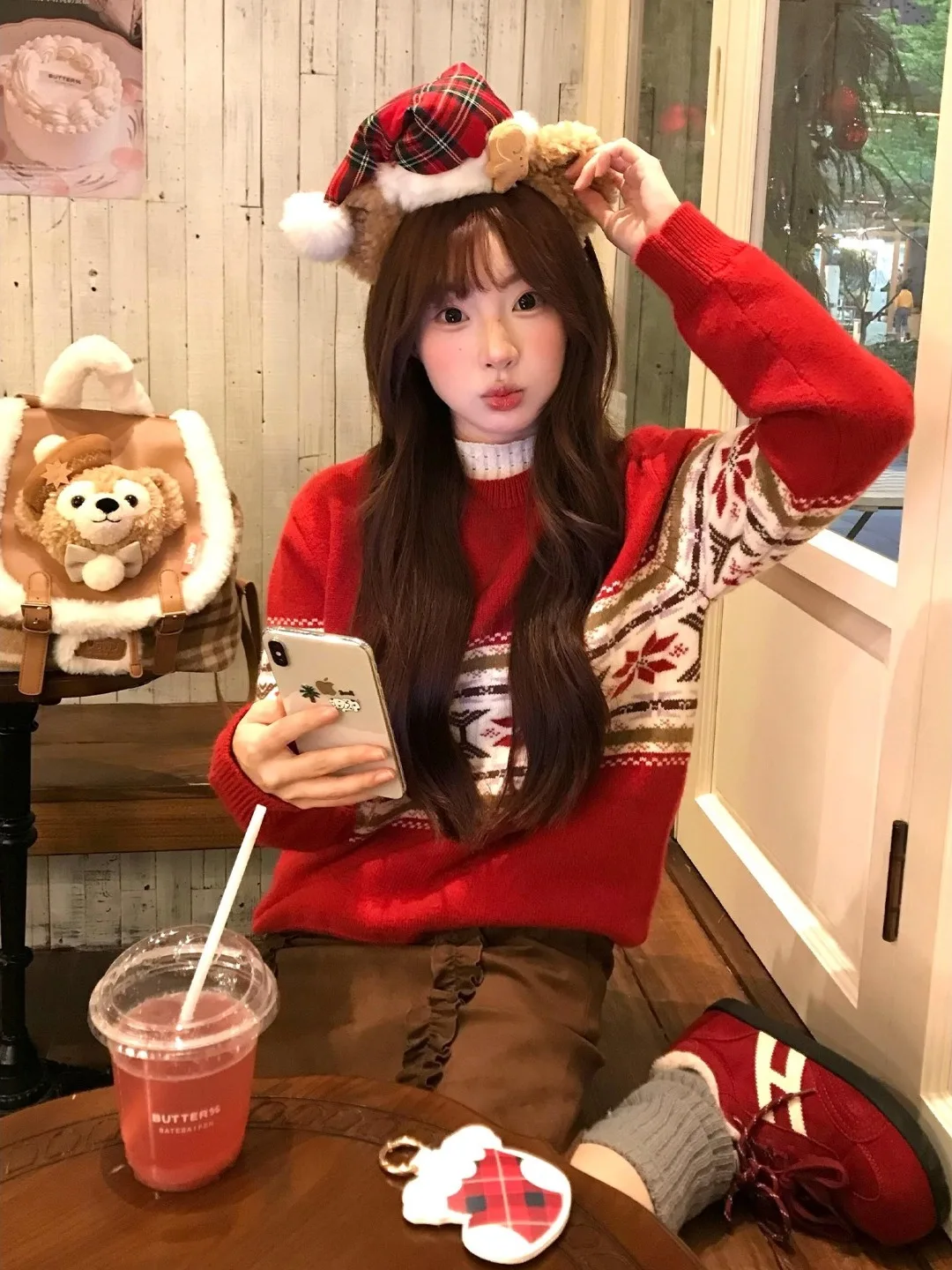 الأحمر Cisas محبوك سترة المرأة الخريف الشتاء جديد كسول الراقية الملابس الداخلية والخارجية Fce لينة طويلة Sve جولة Ne