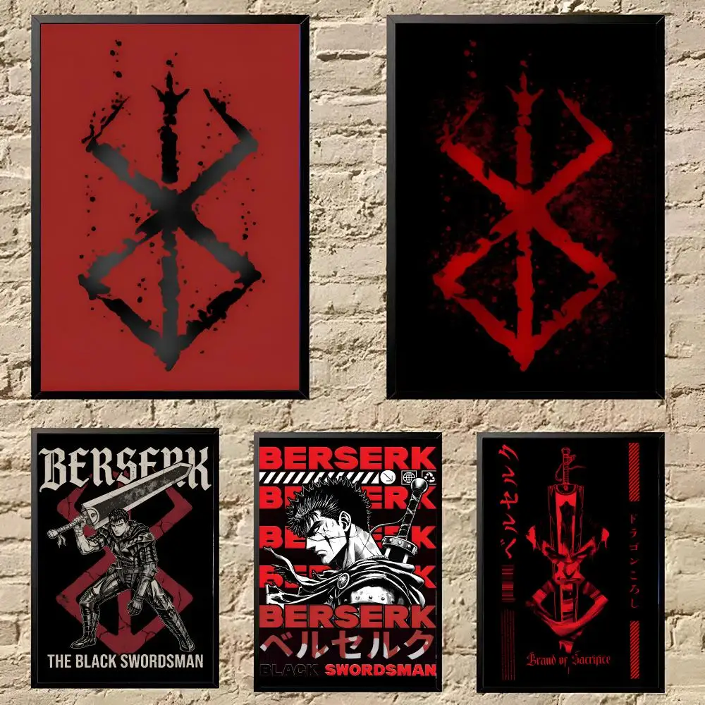 Anime B-Berserk Poster Poster HD Self Adhesive Waterproof Wall Art Ideal For Home Office Dorm Bedroom Great Gift