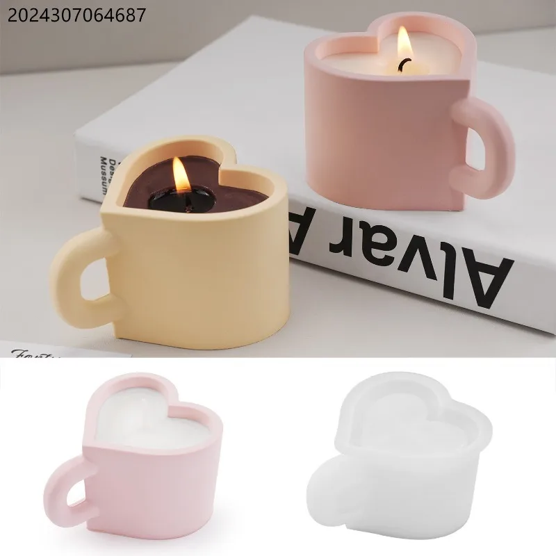 

Love Candle Cup Silicone Molds DIY Gypsum Aromatherapy Tea Cup Jewelry Storage Decoration Vase Ornament Resin Mold Handicrafts