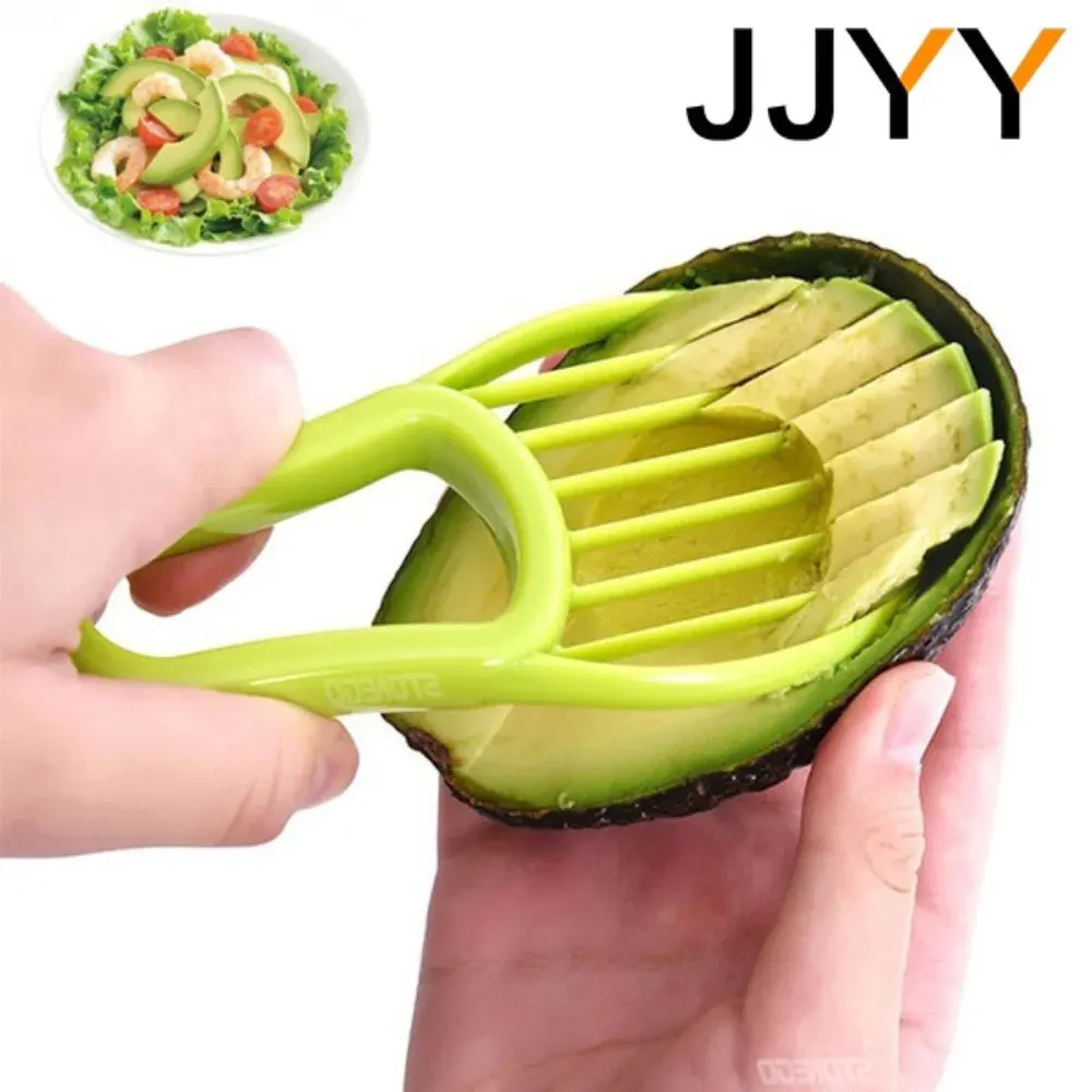 JJYY 3-in-1 Avocado Slicer Shea Butter Fruit Peeler Pulp Separator Plastic Knife Kitchen Vegetable Tool