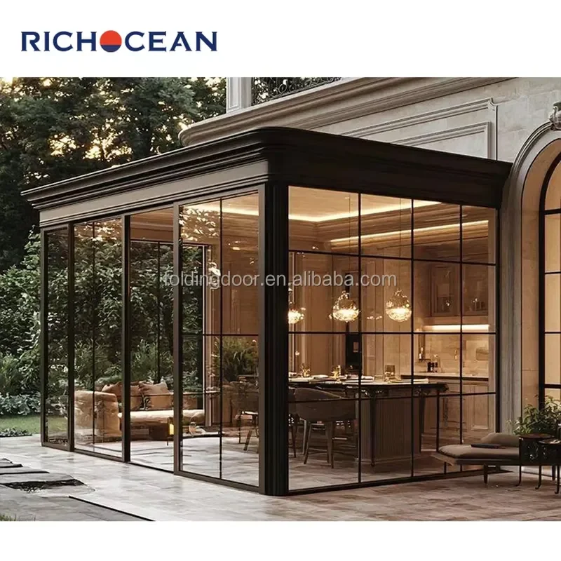 Custom Design Aluminum Flat Roof Solarium Winter Garden Greenhouse Prefab Double Glass Sunroom