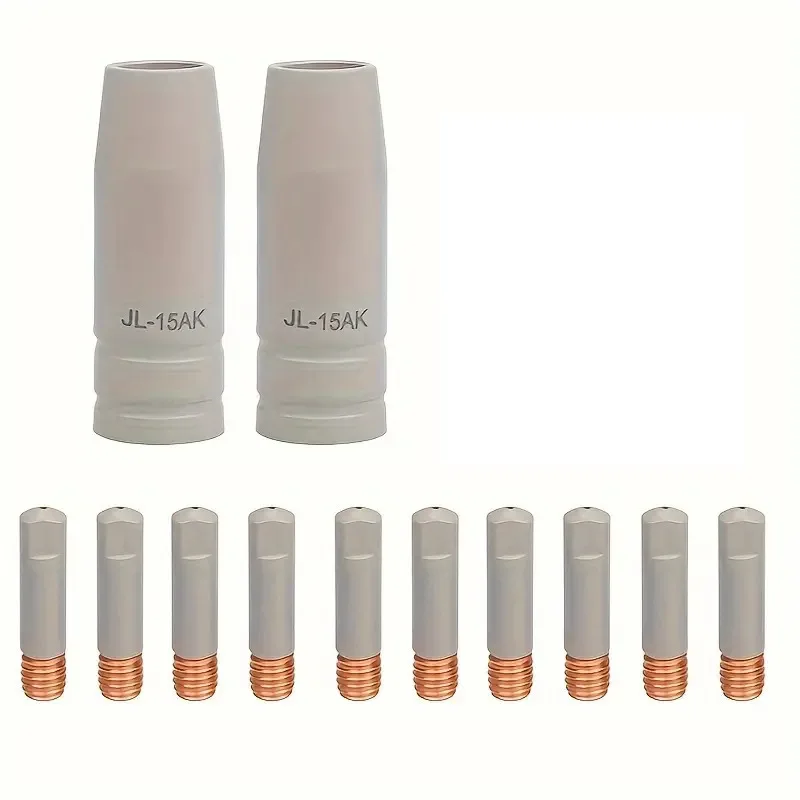 MB15AK MIG Welding Torch 12PCS Contact Tip & Nozzle Kit with 10 Non-Stick Coated Parts