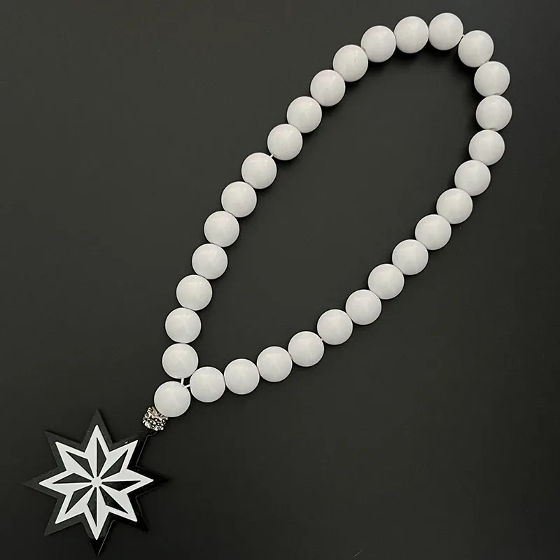 GS25 New Rosary Ornaments Star Necklace 3D Stereo Laser Cutting Pendant Vehicle Rearview Mirror Decoration Acrylic Accessories