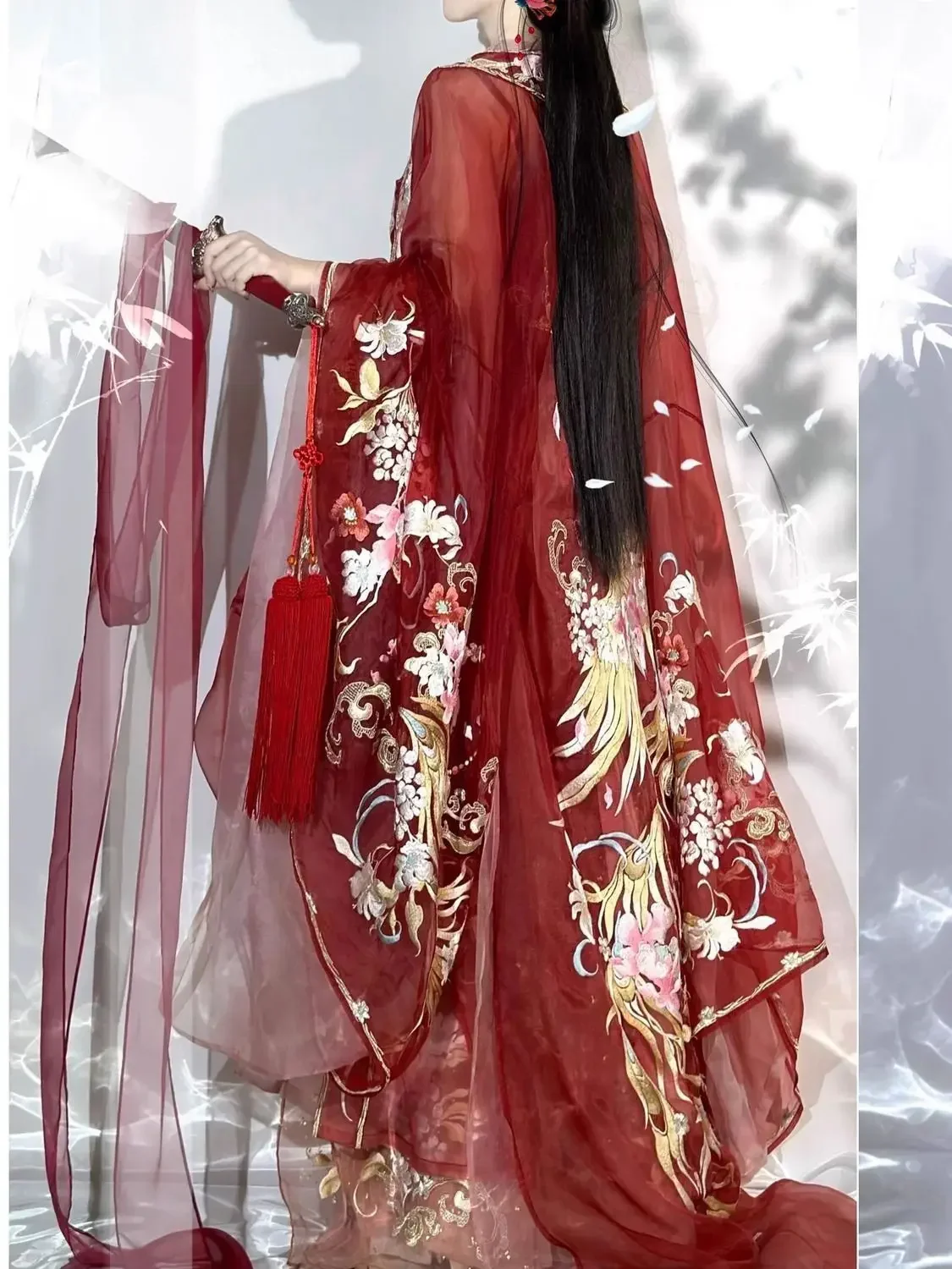 Vestido hanfu chinês feminino da dinastia tang, vestido tradicional antigo de casamento vermelho bordado hanfu, fantasia cosplay, roupa de festa hanfu