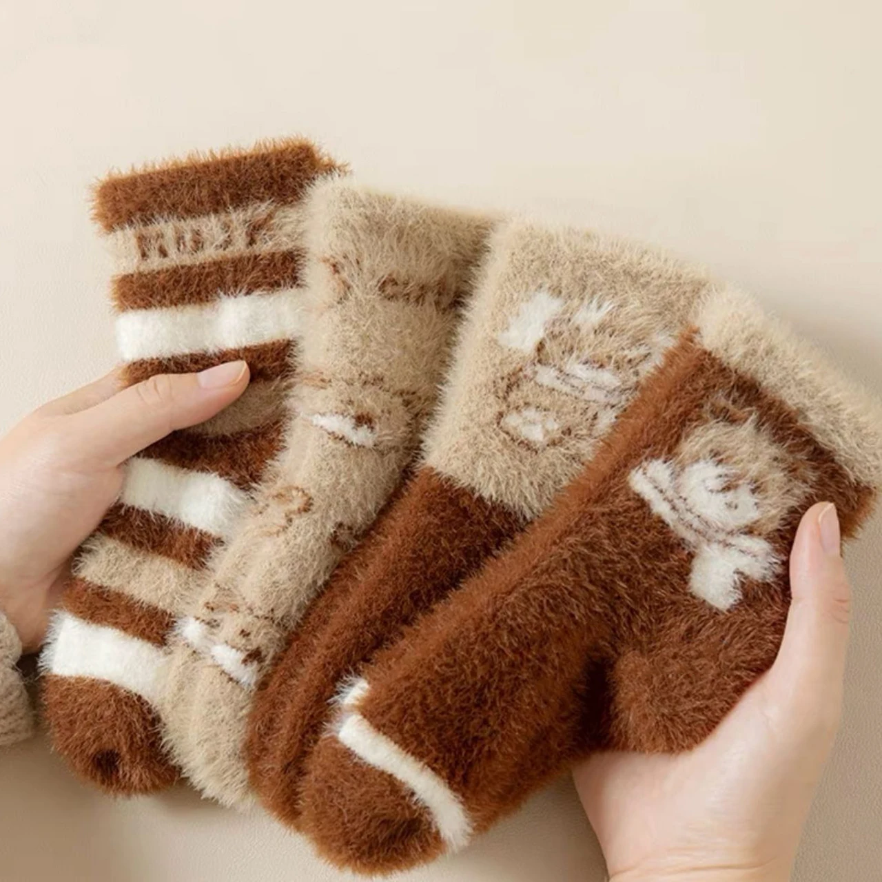 

4 пары детских носков средней длины из искусственного меха норки, зимняя детская термообувь, толстые флисовые теплые носки, плюшевые носки для малышей 0-3 лет