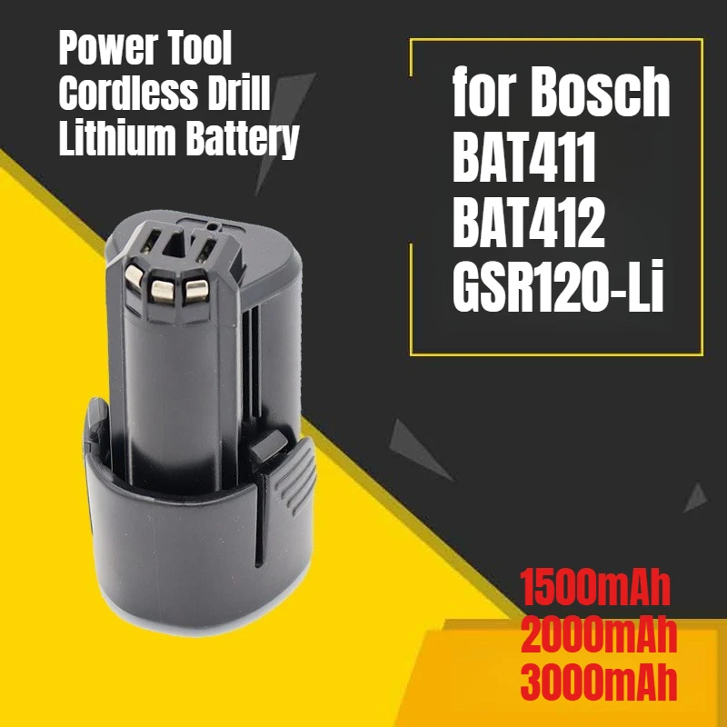 

1500-3000mAh for Bosch 10.8V BAT411 BAT412 GSR120-Li Power Tool Cordless Drill Lithium Battery
