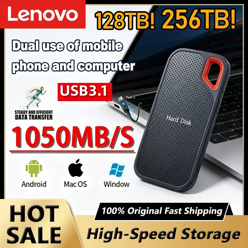 

Внешний жесткий диск Lenovo Mobile SSD E60 1 ТБ 2 ТБ 4 ТБ USB 3.1 для ноутбуков и PS5, мобильное хранилище данных HDD