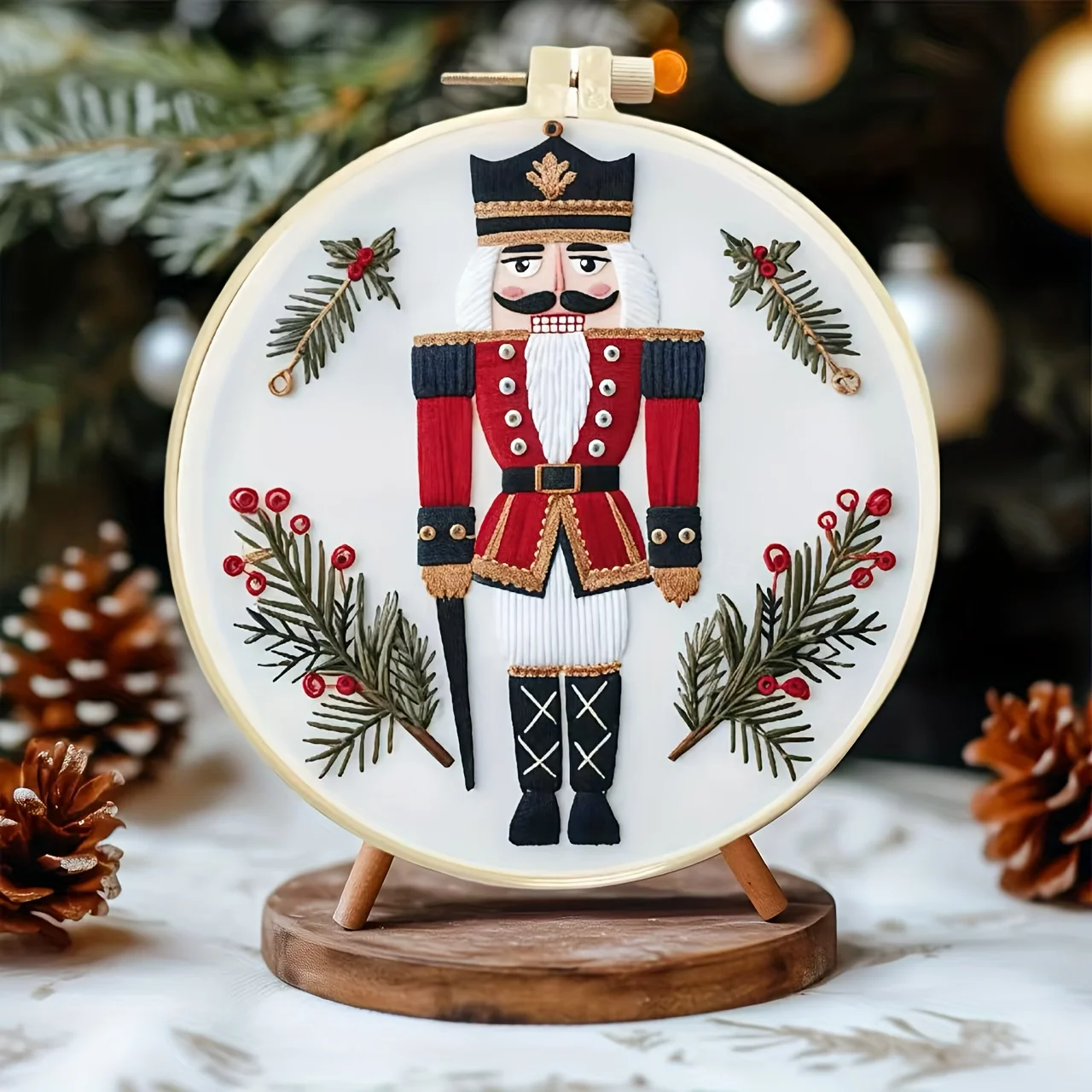 Weihnachts-Walnuss-Soldat, handgesticktes DIY-Material-Set, mit einem englischen Anleitungsanleitung, das einfach und leicht zu lernen ist. – Detail 7