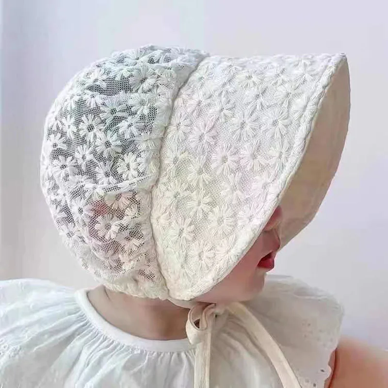 Summer Lace Flower Baby Hat Princess Girls Infant Newborn Wide Brim Soft Bonnet Cap Toddlers Sun Hats