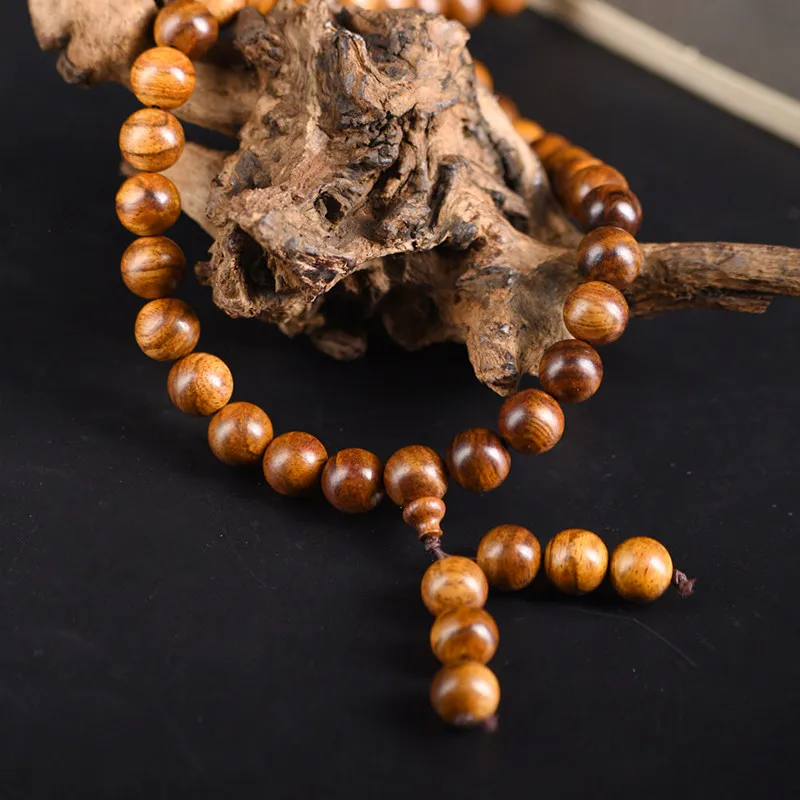 108 Beads Hainan Huanghuali Wood Bracelet Old Dalbergia Odorifera Prayer Beads Mala for Men and Women Gifts