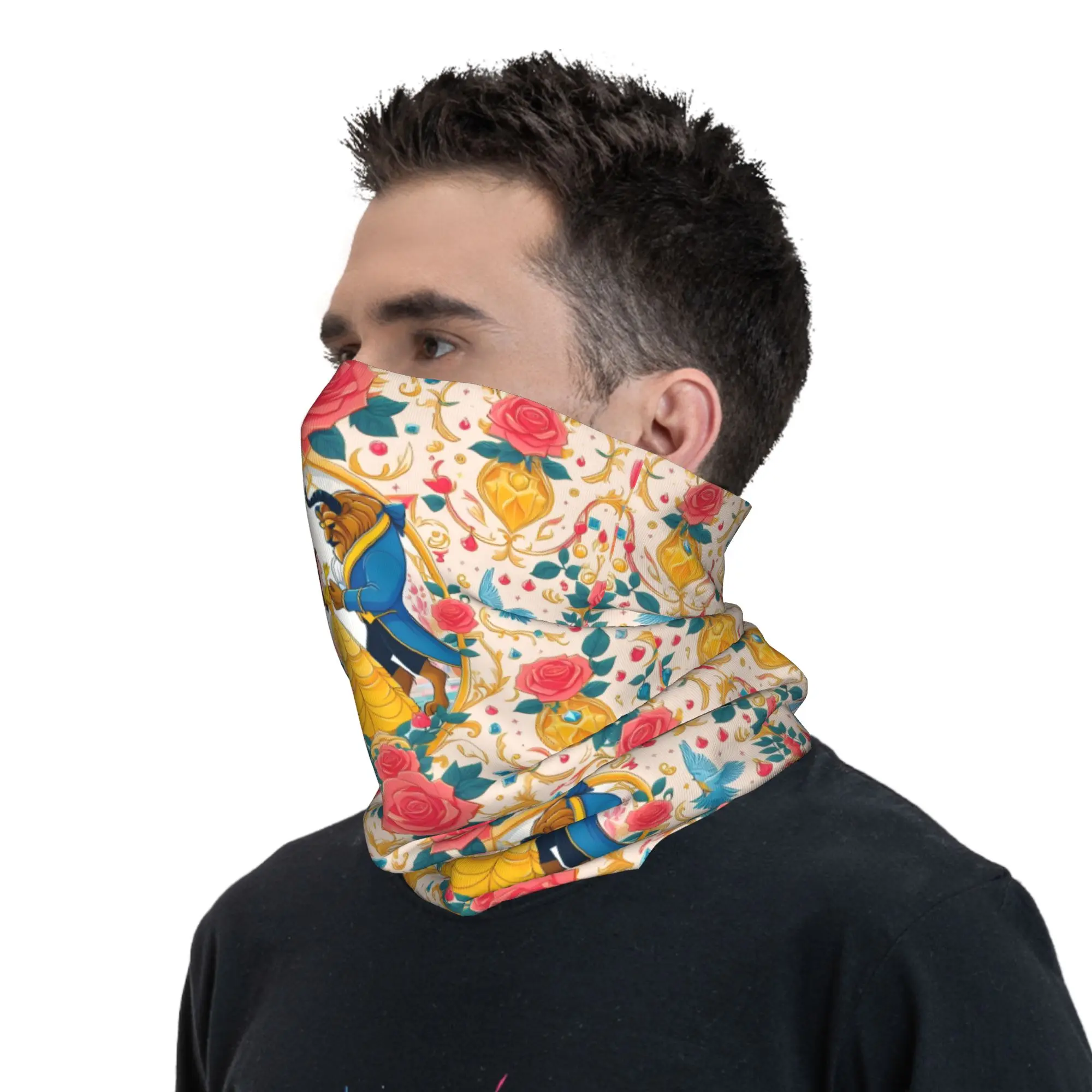 Custom B-Beauty and the B-Beast Neck Gaiter Men Women UV Face Shield Winter Movie  Bandana Scarf for Ski view 6