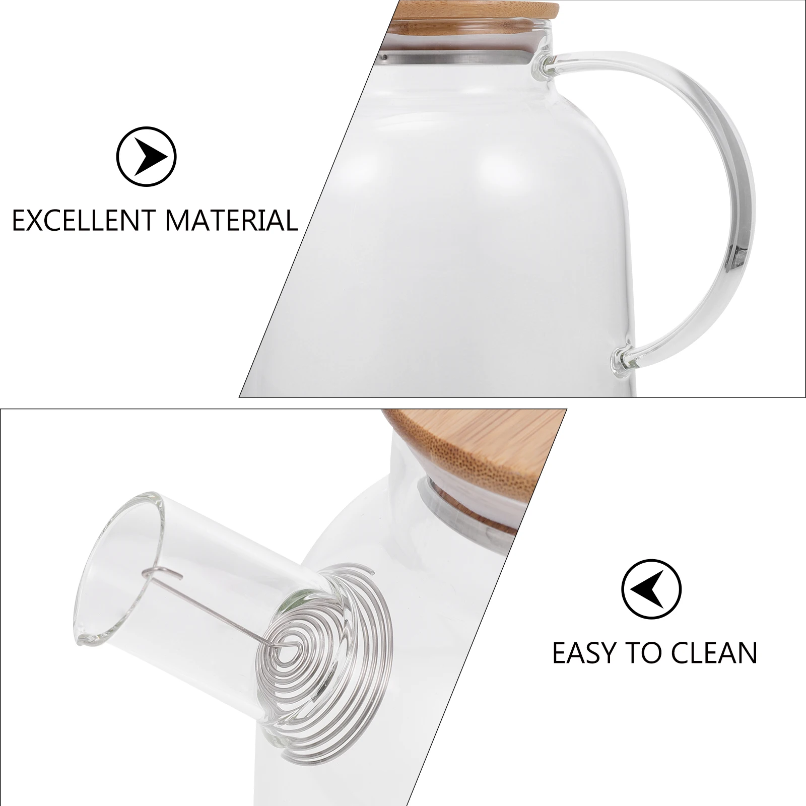 

1pc Large Capacity Glass Water Pot Transparent Cold Water Bottle Wide Mouth Easy Clean For Juice Iced Tea Coffee Sangria Home