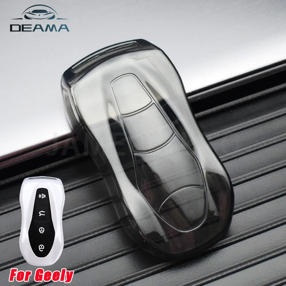 Transparent Car Key Case Cover for Geely Atlas Pro Boyue Tugella Azkarra FY11 Emgrand GS X6 SUV EC7 Protector Fob Accessories