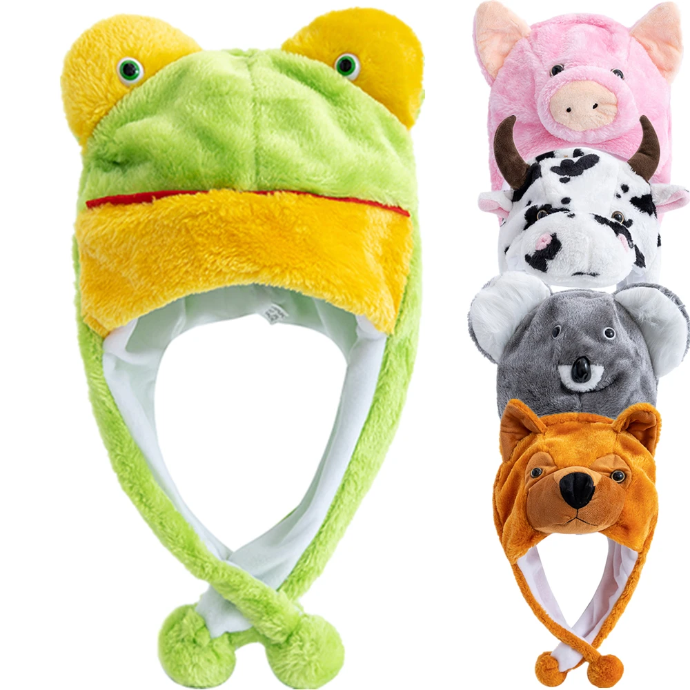 Hot Sale Unisex Funny Frog 3D Animal Style Decorative Hat Couple Cap For Man Women Plush Winter Lovely Fur Hat