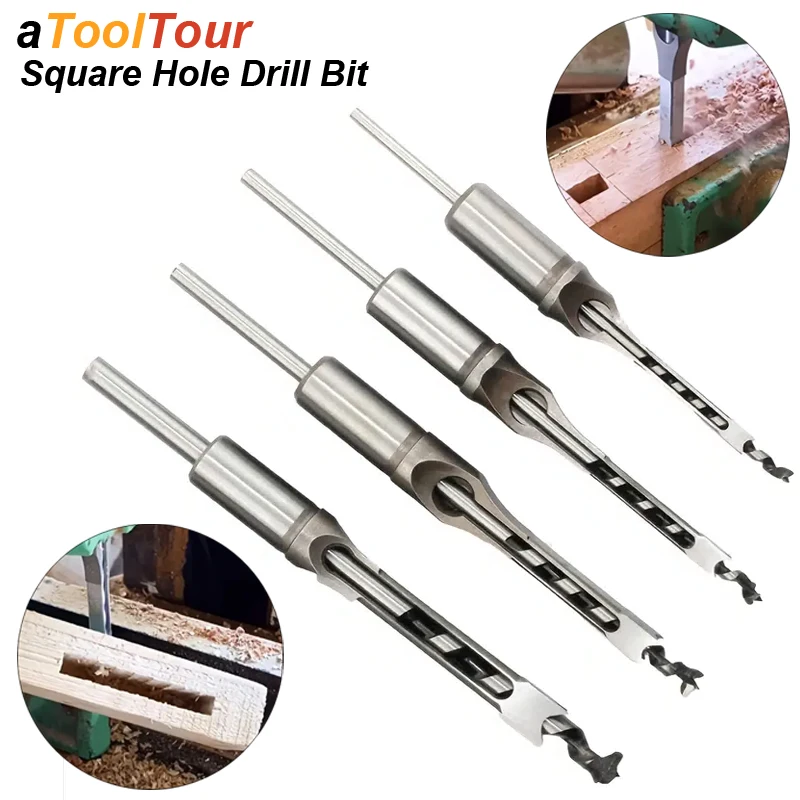 

Square Hole Mortise Chisel Drill Bit HHS Wood Saw Twist Tenon Woodworking Joinery Carving DIY Fine Carpenter Furniture Tool