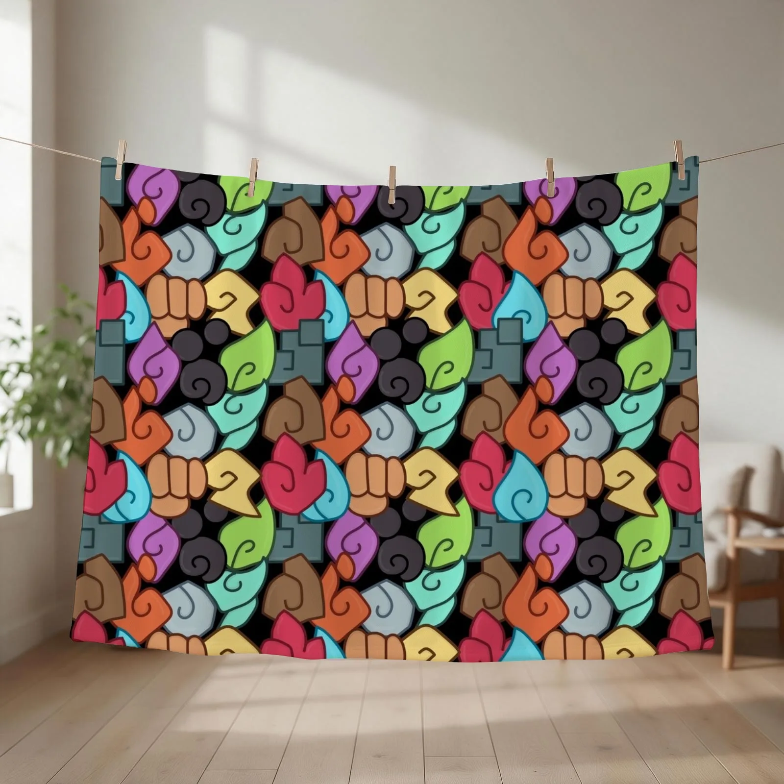 Temtem Element Types Pattern Throw Blanket Thermal Luxury St Flannels Blankets Sofas Of Decoration Blankets