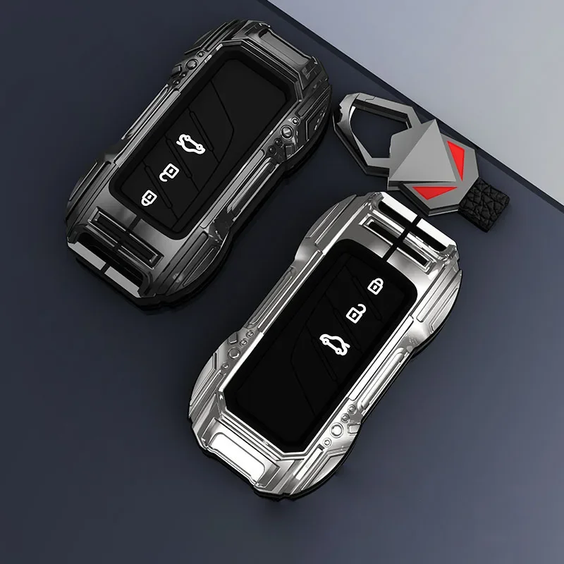 Zinc Alloy+Silica Gel Car Key Fob Ring Chain Cover Case Shell For Lexus ES LC LS UX NX LX 2017 2018 2019 2020 2021 2022 2023