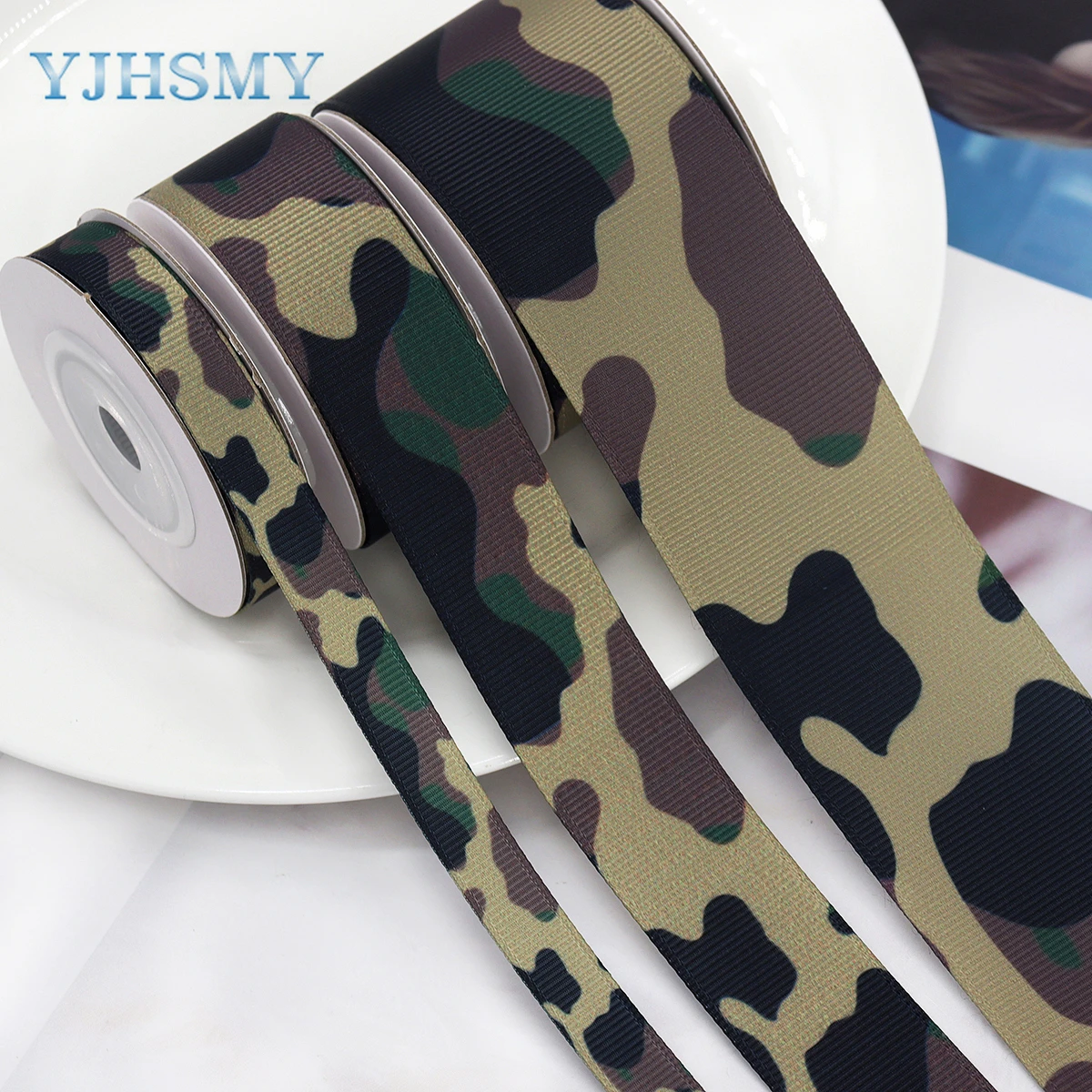 Camouflage Print Woven Ribbon Camo Ribbon Wrapping Camouflage Ribbon Polyester Fabric Ribbons for Wreath Bow DIY Crafts Party