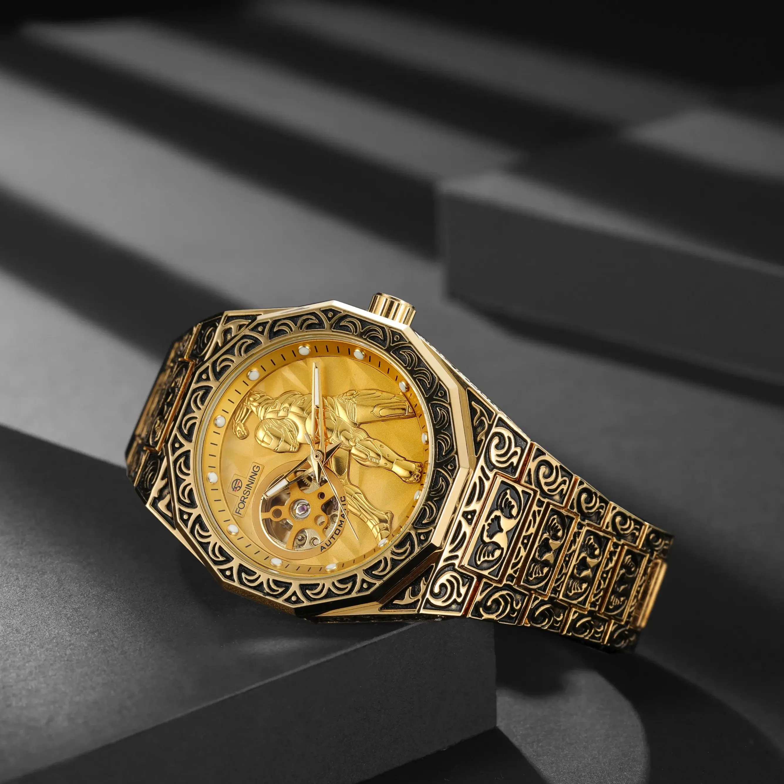Forsining ヴィンテージゴールド機械式時計男性用高級 - Luxury Watch Engraving のレビューと価格