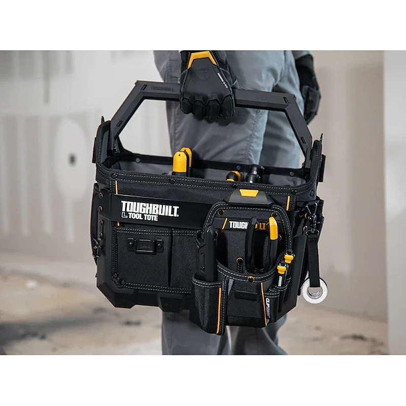 TOUGHBUILT TB-CT-82-12 12-Zoll-Werkzeugtasche mit festem Boden ist robust, einfach zu bedienen, tragbar und mit mehreren Speichern für Experten