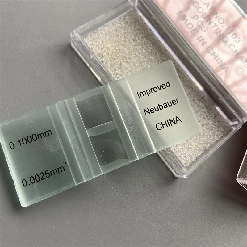 0.10mm 1/400mm Neubauer Improved Bright-Line Cell Counting Chamber Hemocytometer 75x33x4.8mm Microscope