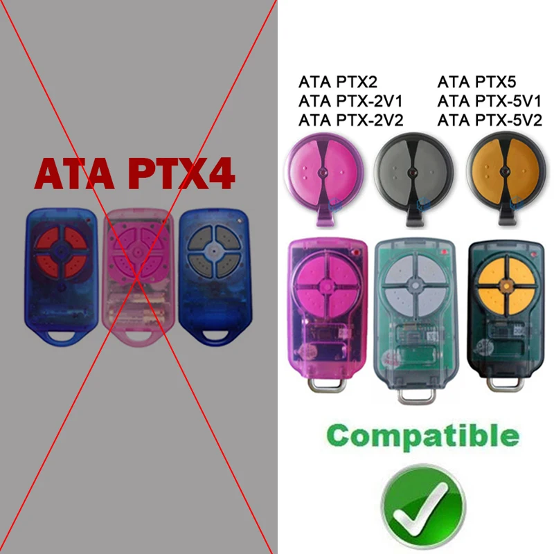 10 pcs/20 pcs ATA PTX5 PTX5v2 PTX-5v1 PTX2 PTX-2v1 โรงรถรีโมทคอนโทรล 433.92MHz Rolling รหัส ATA PTX-5 โรงรถประตู