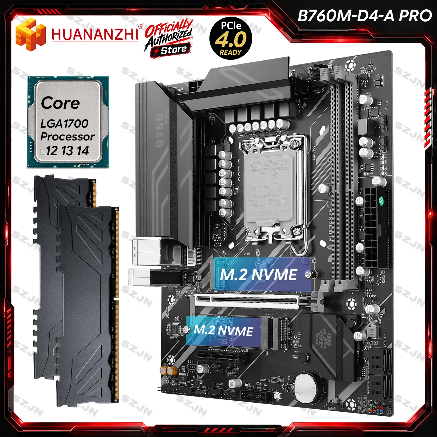 HUANANZHI B760M-D4-A PRO Motherboard LGA1700 DDR4 Intel 12th 13th 14th Gen Core CPU 2.5G LAN 2*NVMe M.2 PCIe 4.0