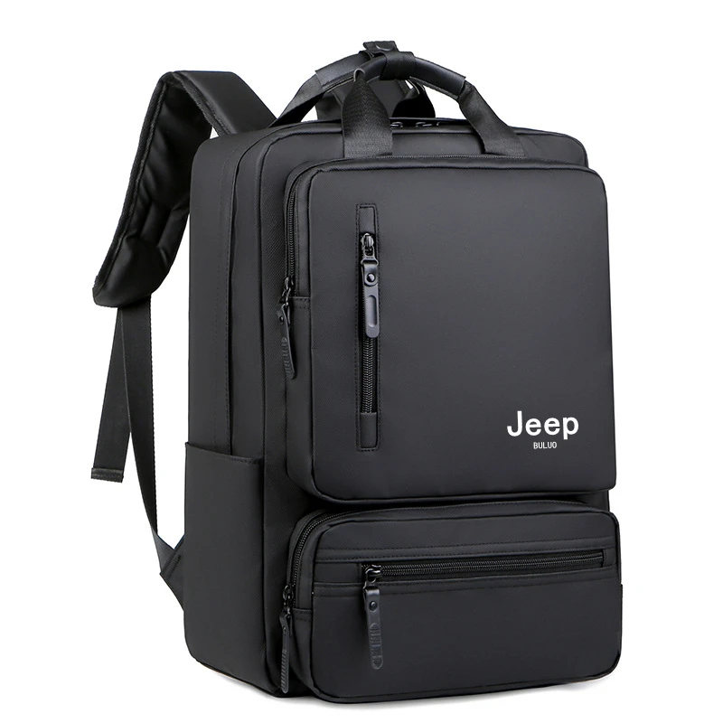 Mochila casual de alta capacidade da marca JEEP, bolsa escolar masculina para computador, 14 polegadas, bolsa de viagem para laptop, bolsa de nylon com vários bolsos para homem