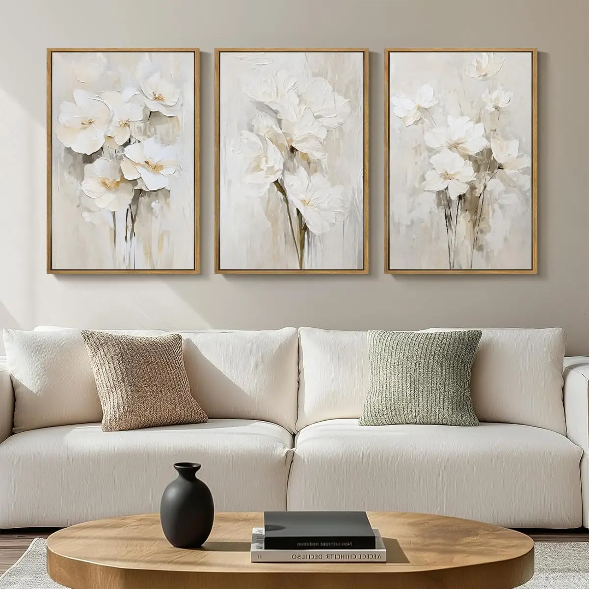

3pcs/Set Abstract White Floral Poster Canvas Printing, Wall Art Luxury Living Room Bedroom, Office, Corridor Decoration Painting