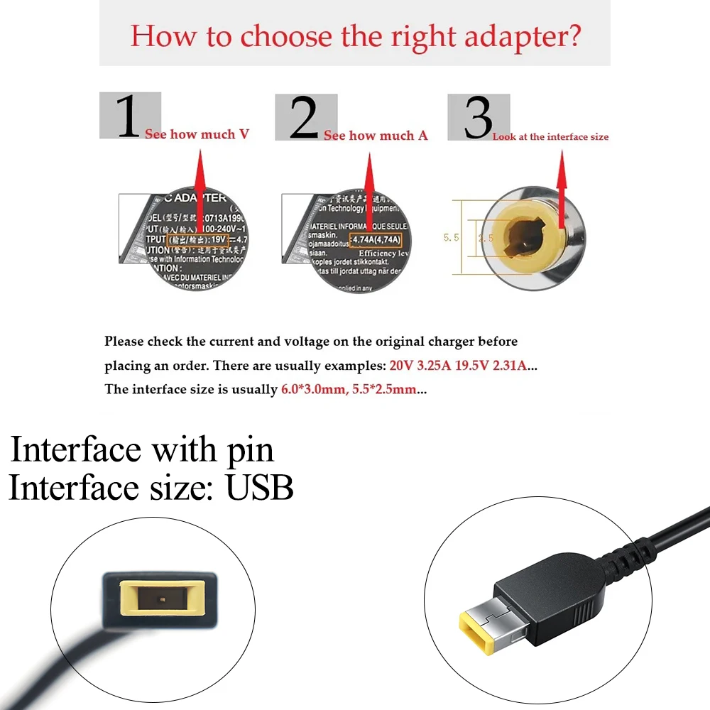 Imagem -06 - Carregador do Adaptador do Poder do Portátil do Usb 170w 20v 8.5a Ajuste para Lenovo Thinkpad p1 P50 P51 P52 P53 P70 P73 W540 W541 T540p Ioga 15 45n0487