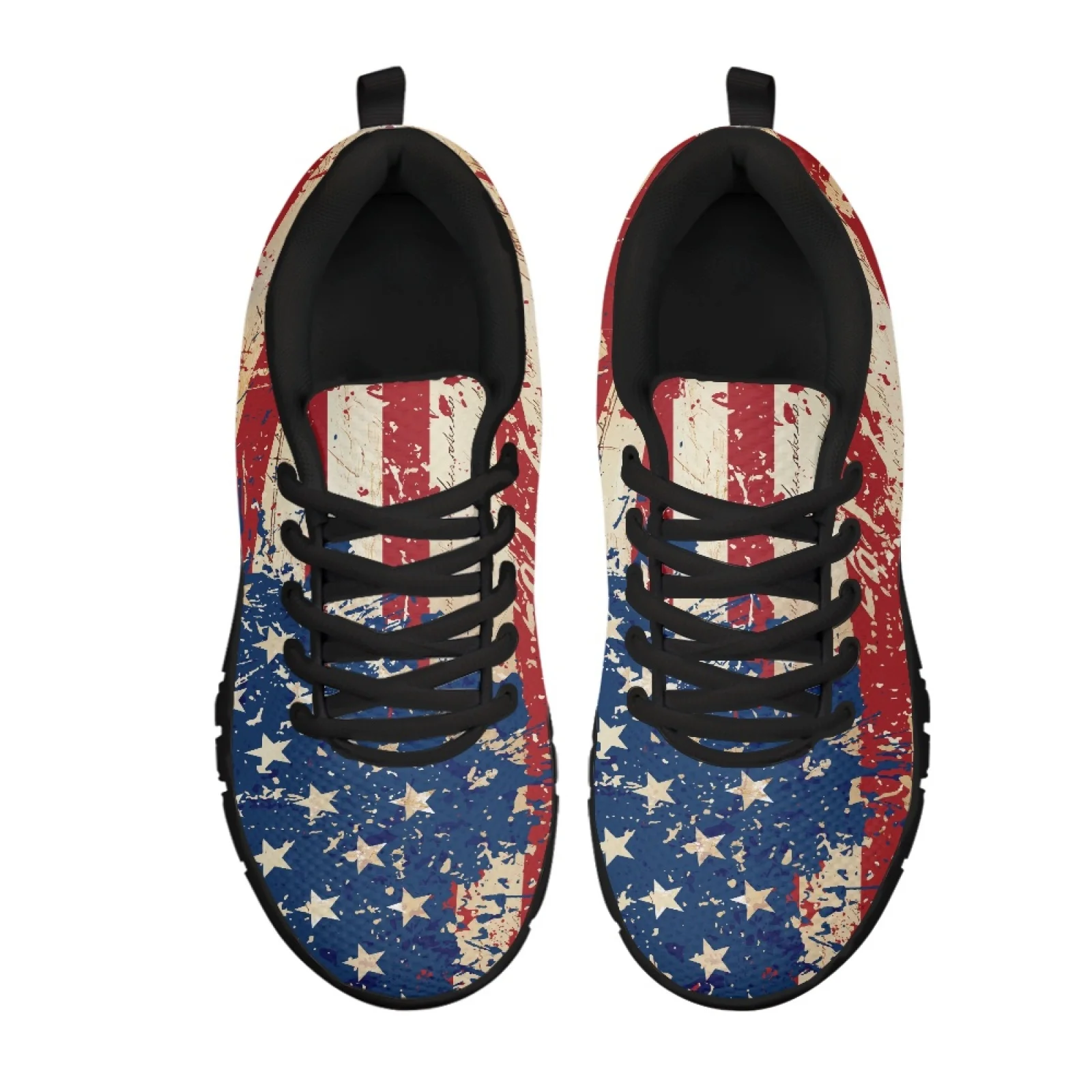 Coloranimal Splattered US Flag Women Lightweight Running Shoes for Hospital Staff Anti-Slip Shoes for Standing All Day