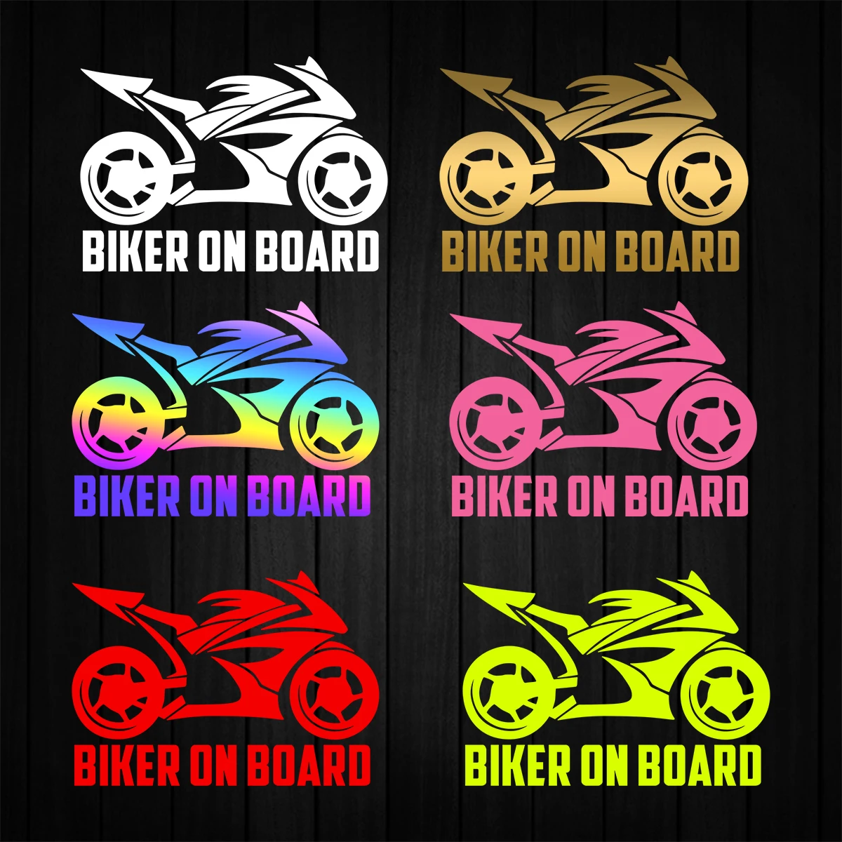 "Biker on Board" Adesivi decorativi riflettenti per auto Decor Moto Moto Scooter Auto Body Window Parabrezza Decal Accessori