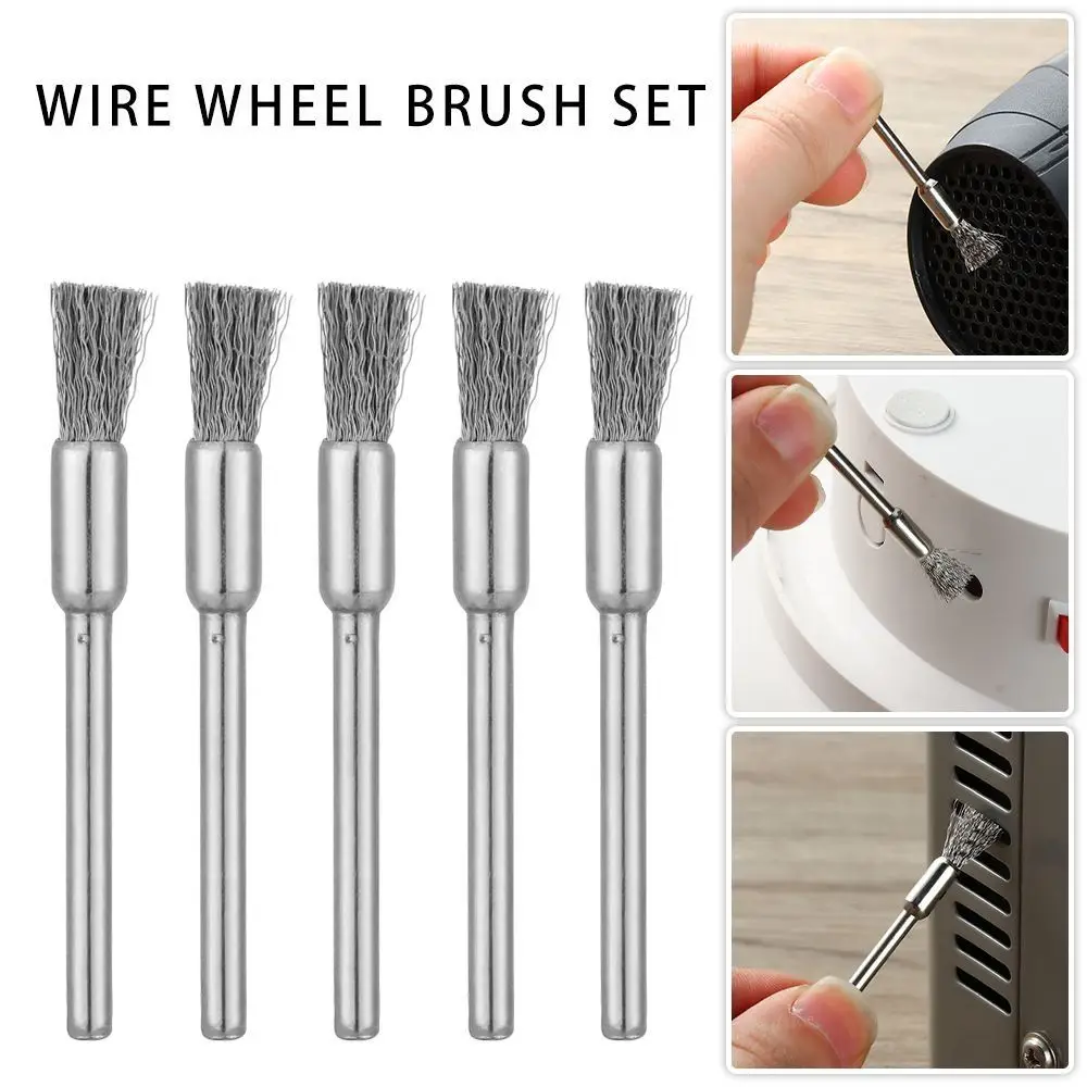 10Pcs Stainless Steel Wire Brushes Mold Cleaning Polishing Work Remove Rust Polishing Brush Rotary 3mm Shank