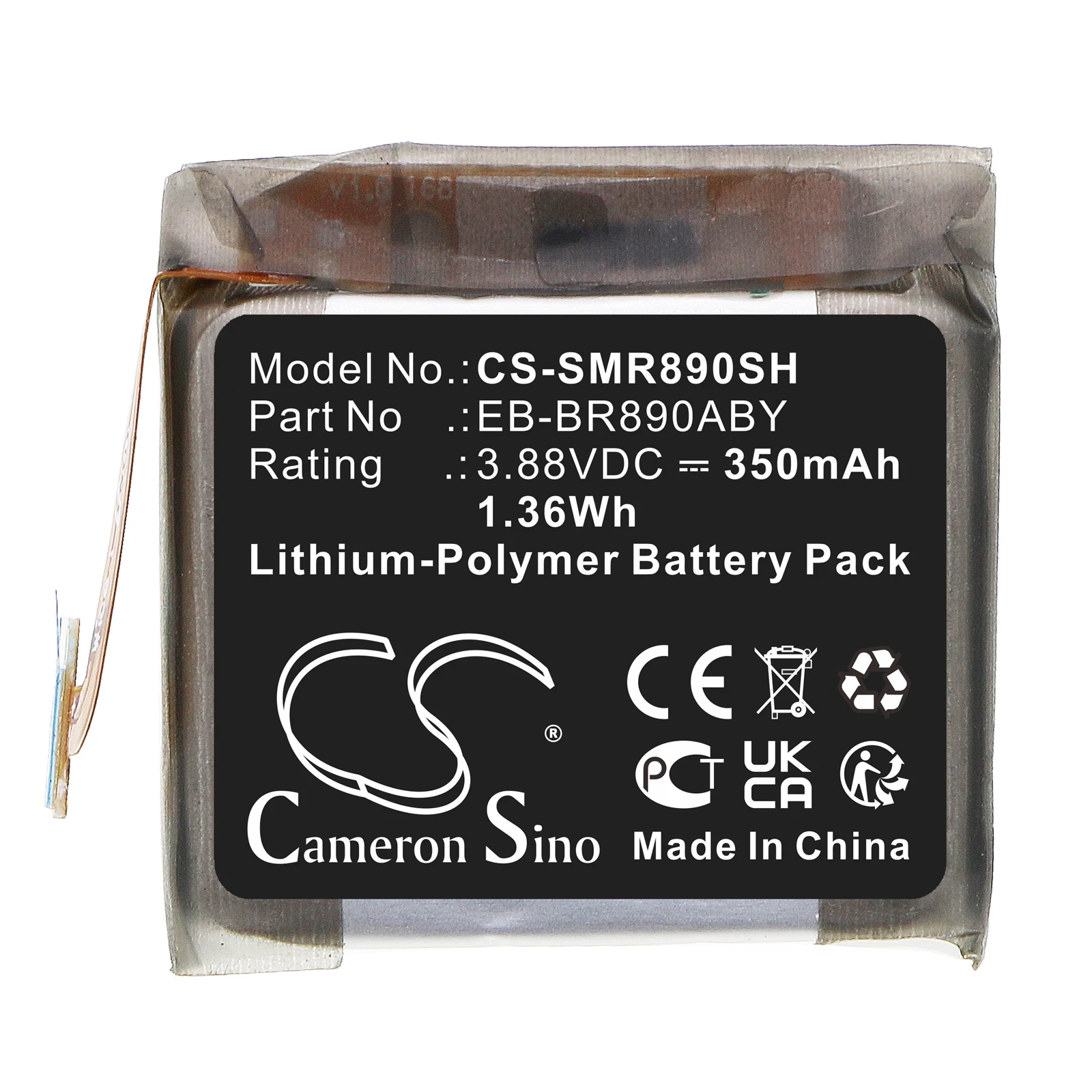 

Сменная батарея CS для Samsung SM-R890, SM-R870, SM-R875, SM-R890NZKCXAA, SM-R870NZ, SM-R870NZS, артикул: EB-BR890ABY, 350 мАч / 1,36 Вт·ч