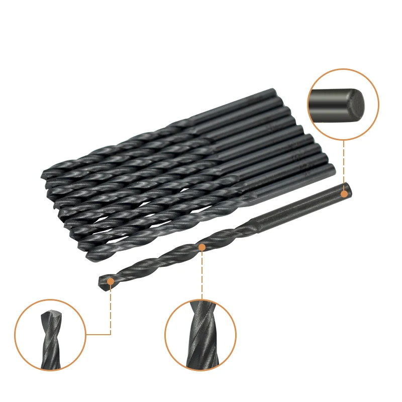 10 pces ajustaram o bocado de broca 2.0-4.0mm da torção de hss que nitrriding revestiu o conjunto de madeira do cortador do furo do metal da broca da arma