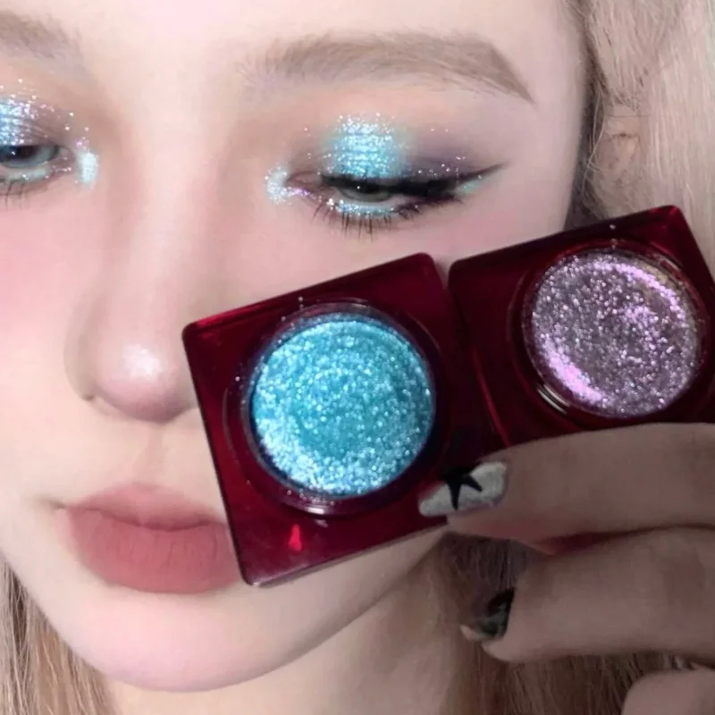 

Pure Wild Spice Girl Y2K Ice Blue Diamond Eye Makeup Fidoo/Futing Glitter Gem Series Monochrome Eyeshadow