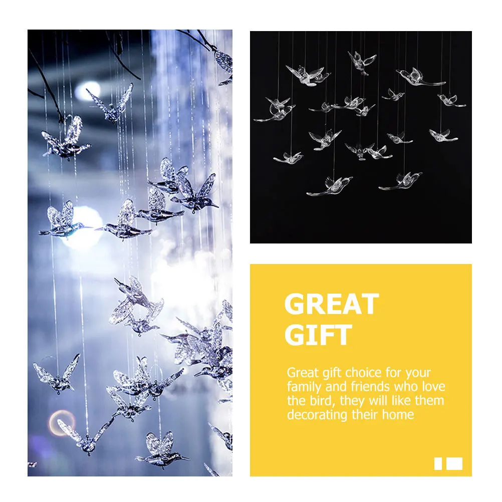 

20Pcs Flying Hummingbird Acrylic Wedding Party Ceiling Hanging Decorations Transparent Ornaments Home Decor Acrylic Flower Vase